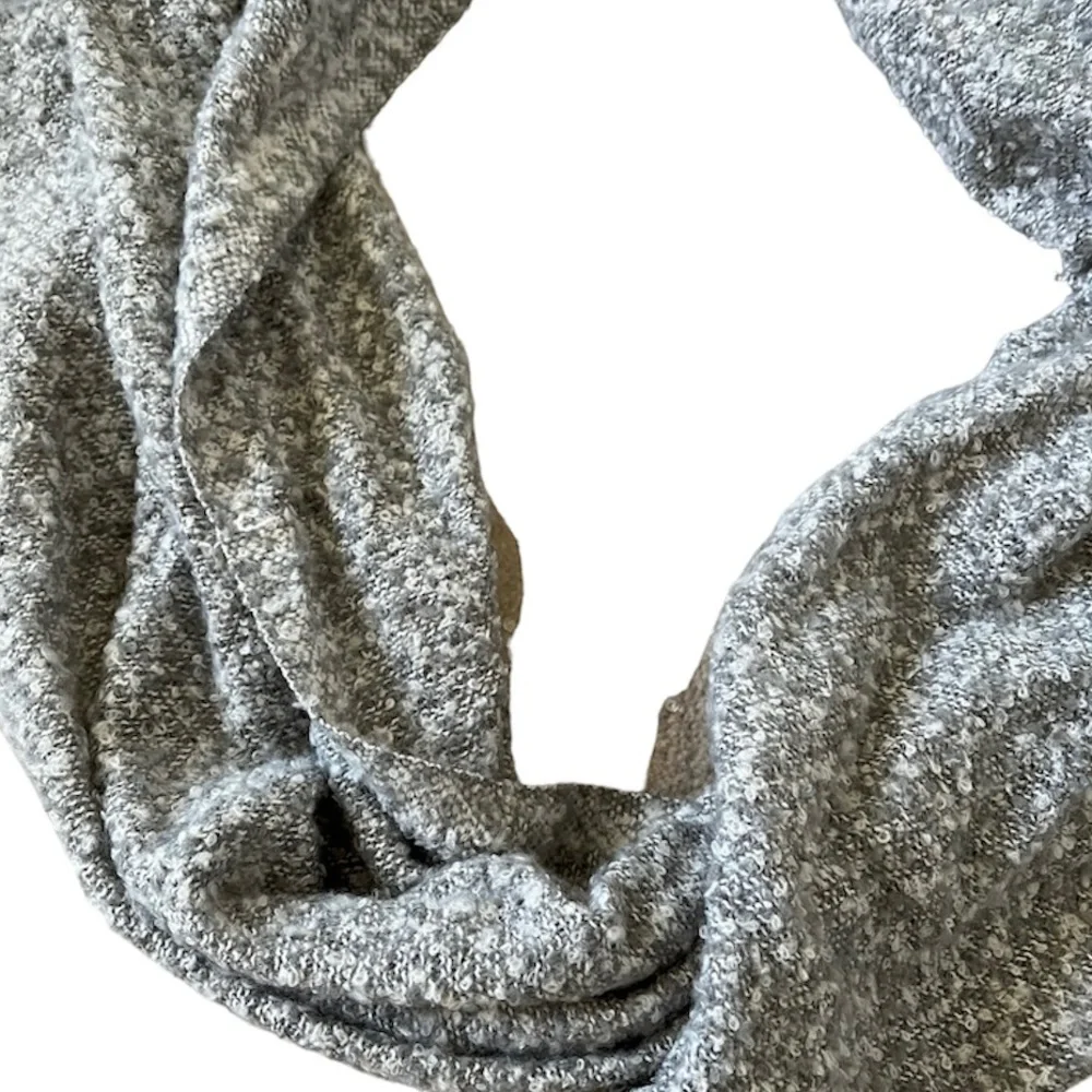 Gray and white infinity scarf